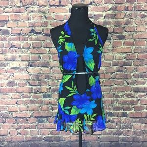 Blue Green Floral Sexy Lingerie